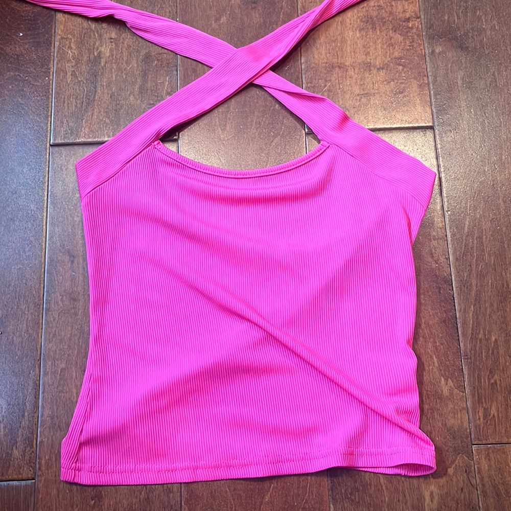 Pink shirt ! cross in the front or style different way! size XS !